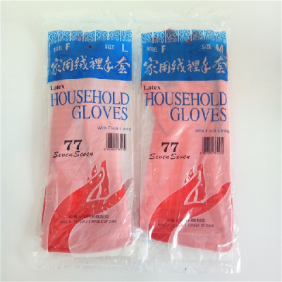 雙七牌家用有裡膠手套HS-T-005-R 雙七牌家用有裡膠手套HS-T-005-R